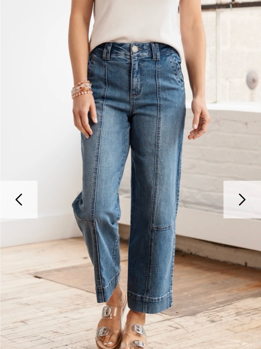 Mac and Me Utility Relaxed Straight Leg Jeans. High-Rise Wide-Leg - Blue